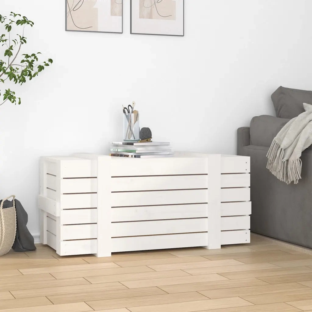 Contenitore Portaoggetti Bianco 91x40,5x42 cm Massello di Pino 824999