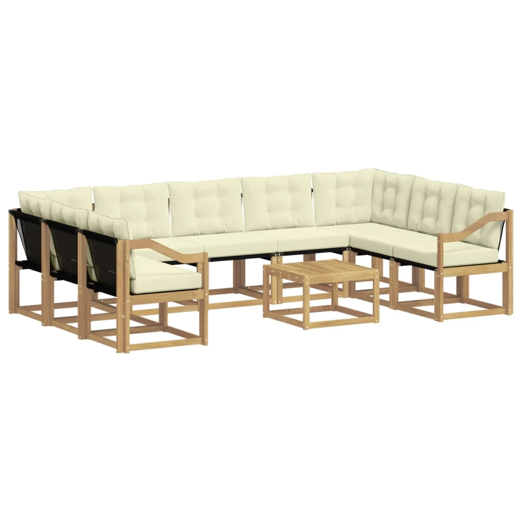Set di divani da esterno con cuscino 10 pcs Bianco e Crema
