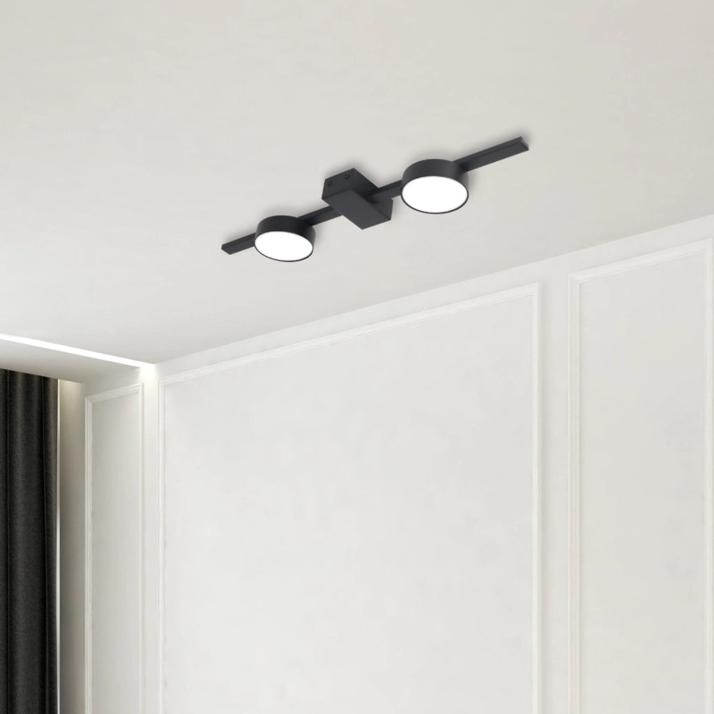 Faretto soffitto doppio nero su barra 2xGX53 10W Polux
