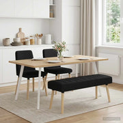 Panchina trapuntata a canale Nero 110 x 40 x 46 cm Tessuto 42038489