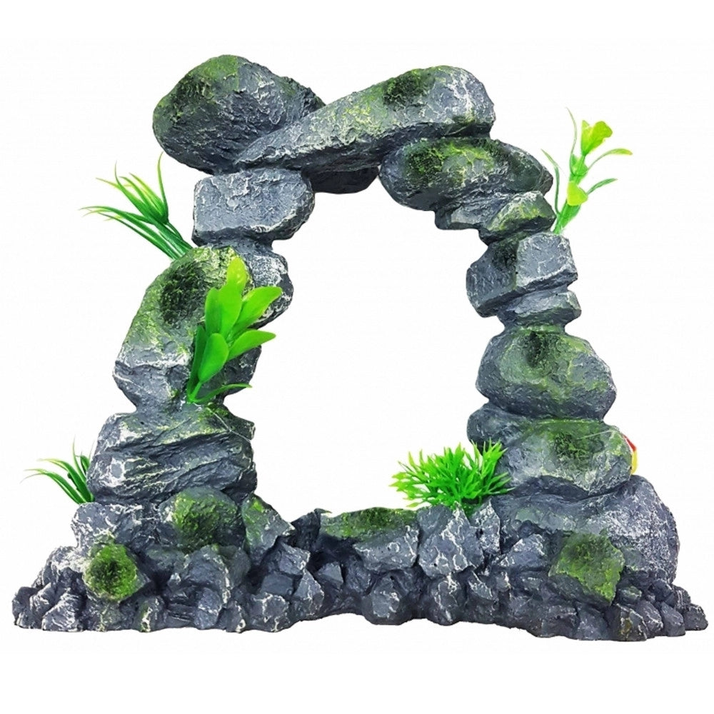 Trade Shop - Parete Arco Rocciosa 28x13x25cm Ornamento Acquario Decorazioni Pietra Per Bolle -