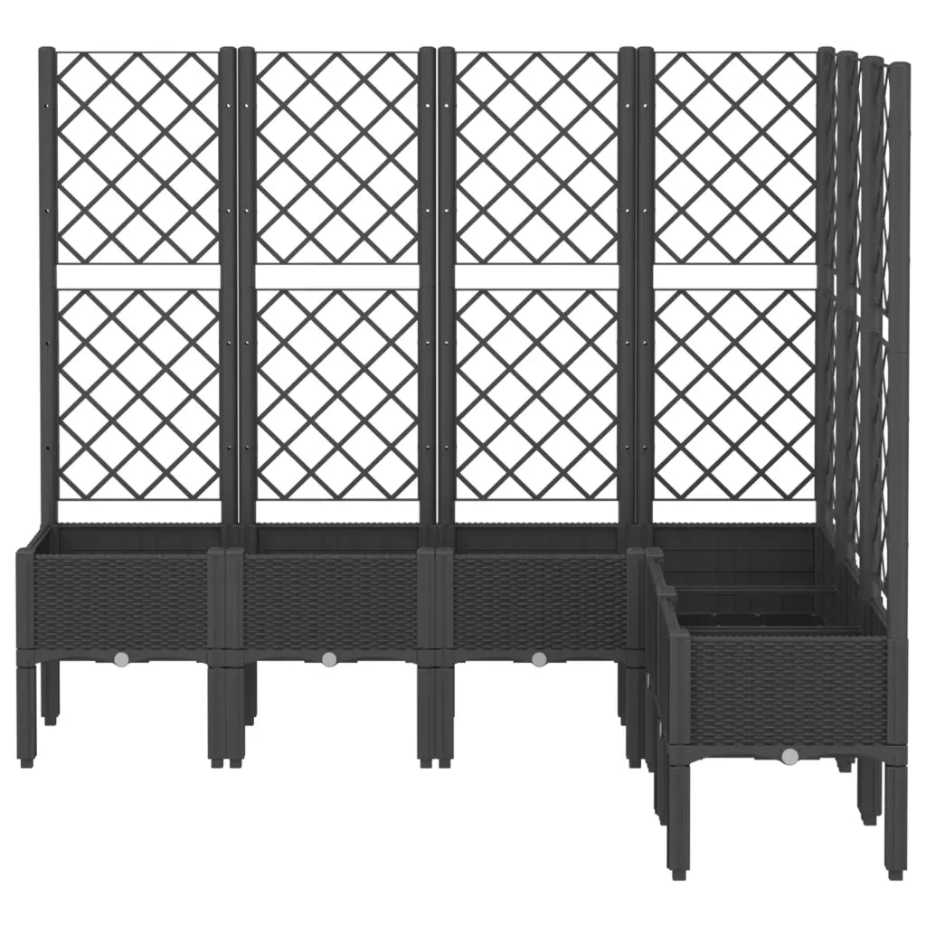 Fioriera da giardino con traliccio-Vaso da Esterno-Vaso con Griglia Nera 160x120x142 cm in PP