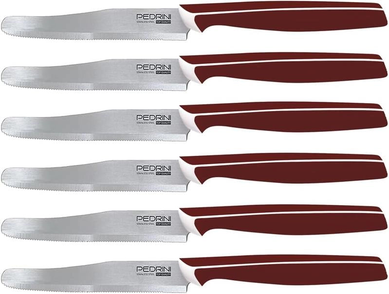 PEDRINI MASTER COLTELLI DA TAVOLA, COLORE MARRONE, LAMA ACCIO INOX 6 PZ