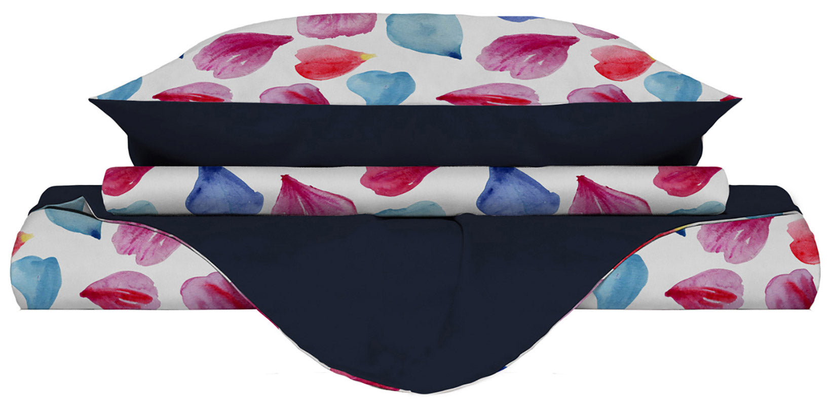 Copripiumino Singolo con Stampa sul Sacco e Federe Doubleface Petali