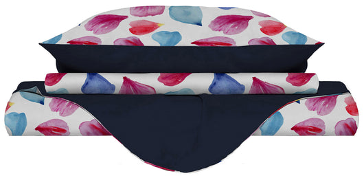 Copripiumino 1 Piazza e Mezzo con Stampa sul Sacco e Federe Doubleface Petali