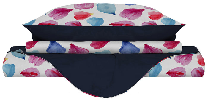 Copripiumino 1 Piazza e Mezzo con Stampa sul Sacco e Federe Doubleface Petali