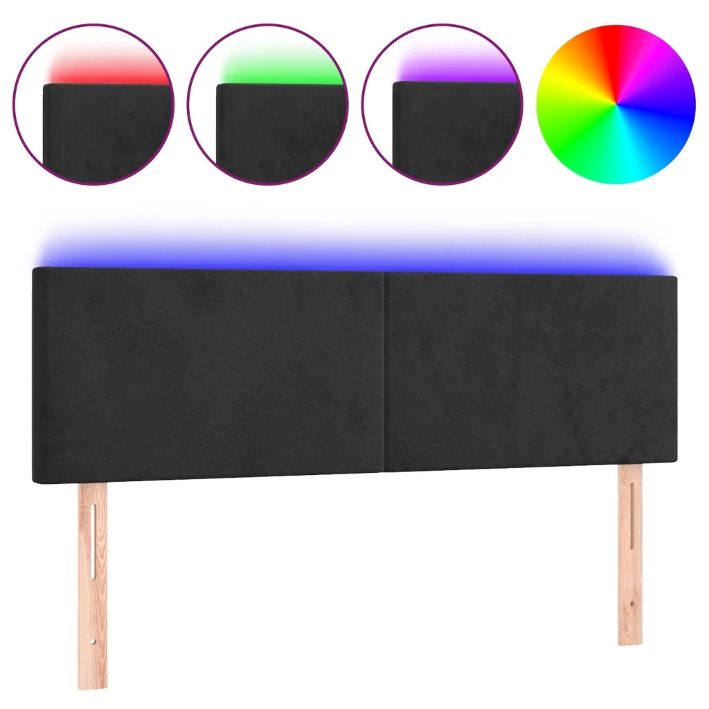Testiera a LED-Testata con LED Nera 144x5x78/88 cm in Velluto 953491