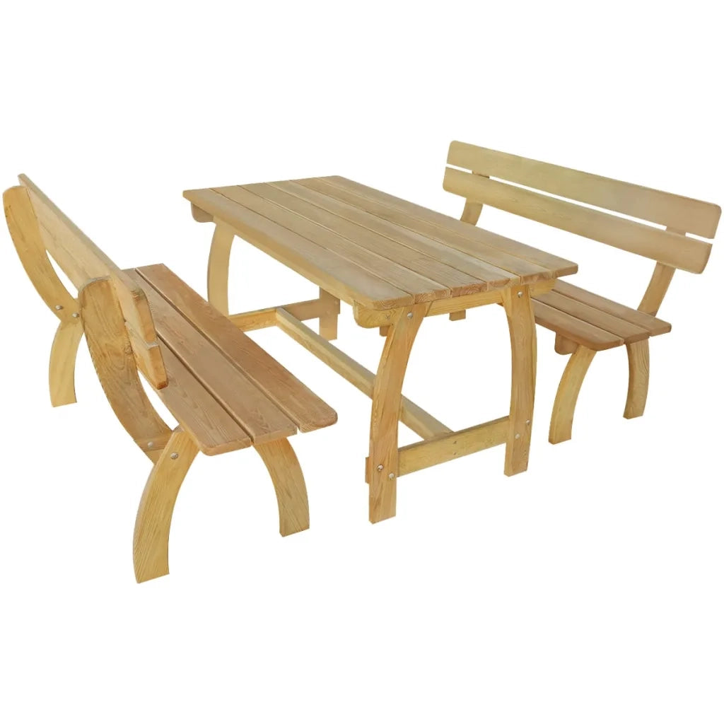 Tavolo da Birreria con 2 Panche in Legno di Pino Impregnato cod mxl 35935
