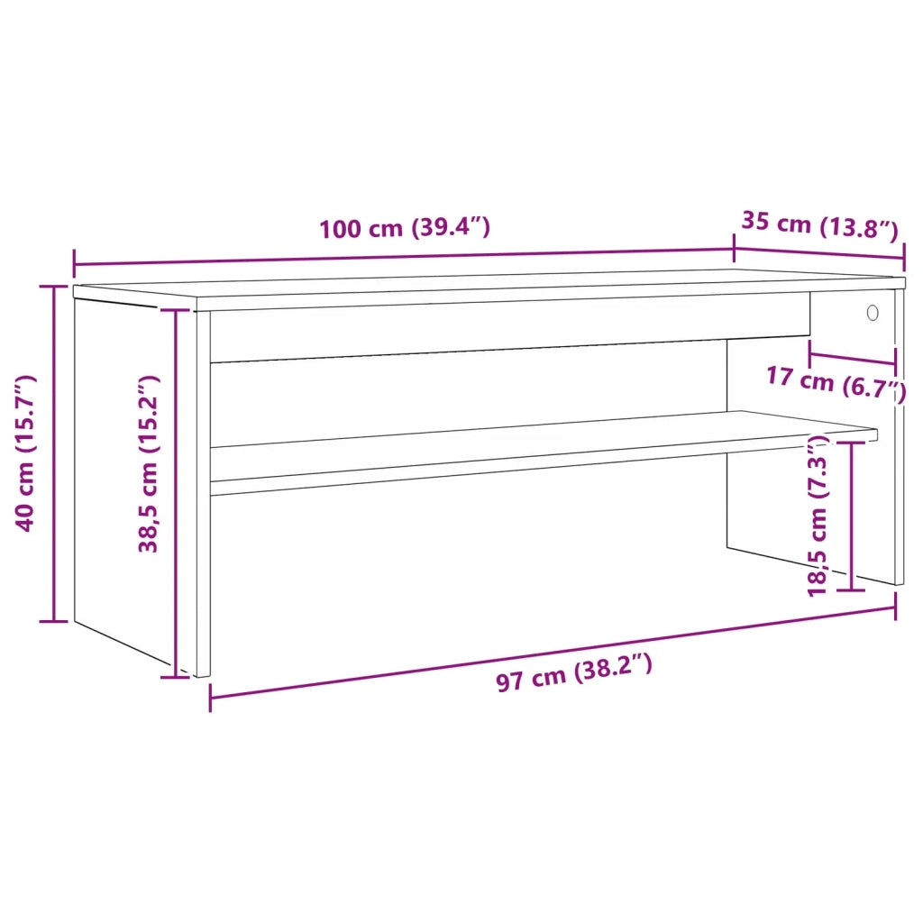 Mobile TV rettangolare moderno con ripiani 100 x 35 x 40 cm in legno ingegnerizzato grigio Sonoma 02_0058358