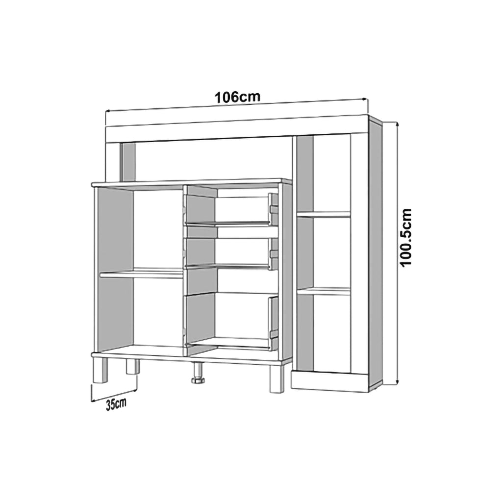 Madia Coloni, Credenza 4 Ripiani, 106x35x101h cm Bianco Opaco