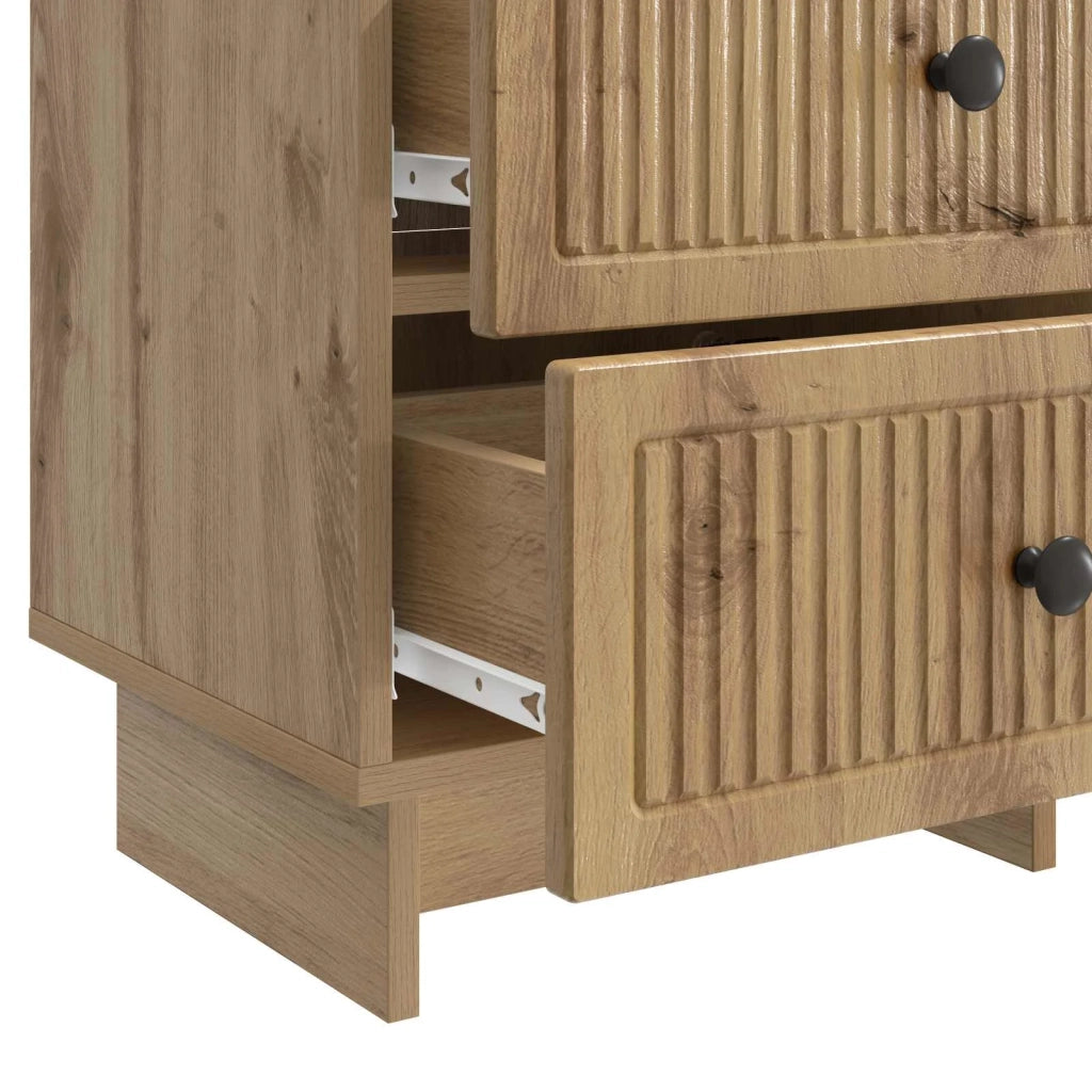 Set di 2 Comodini | Armadio da Notte | Mobiletto da notte Rovere Artigianale 43 x 34,5 x 47,5 cm