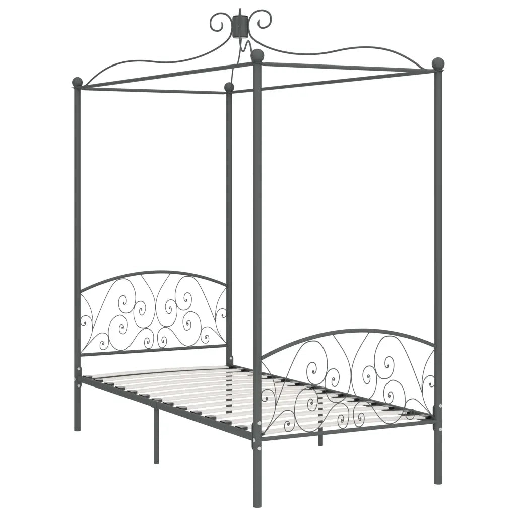 Letto a Baldacchino Grigio in Metallo 90x200 cm 284480