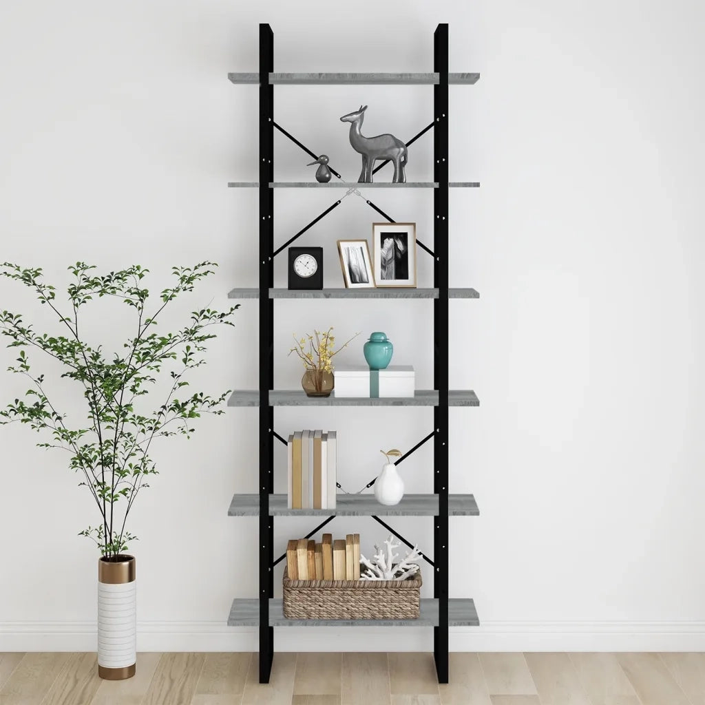 Scaffale Alto Grigio Sonoma 80x30x210 cm in Legno Multistrato 821319