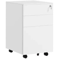 Mobiletto 3 cassetti scorrevoli archivio ufficio su ruote con serratura classificatore documenti 37 x 43,5 x 60 cm bianco