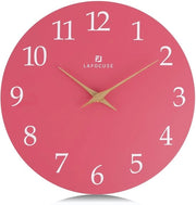 Orologio da Parete in MDF 30cm a Batterie, Moderno e Silenzioso, Facile da Leggere, senza Scatto, in Rosa, adatto per Soggiorno, Camera da Letto, Cucina e Ufficio