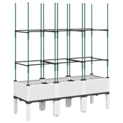 Fioriera | Cassetta per fiori | Vaso da Giardino con Graticcio Bianco 120x40x142,5 cm PP