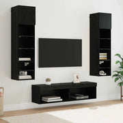 Unità TV da Parete 6 pcs Rovere Nero Legno multistrato 3402934