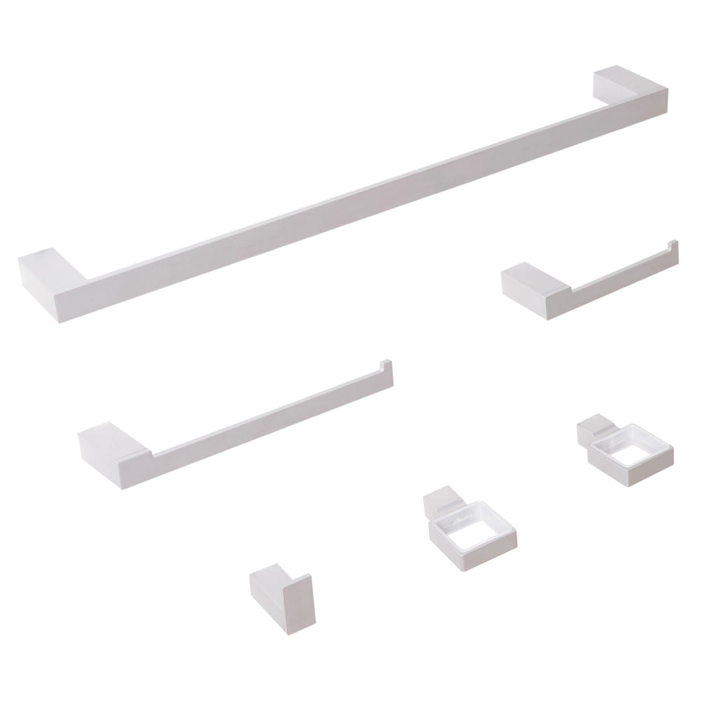 Set di 6 Accessori da bagno in alluminio argento con bicchiere e portasapone minimalisti
