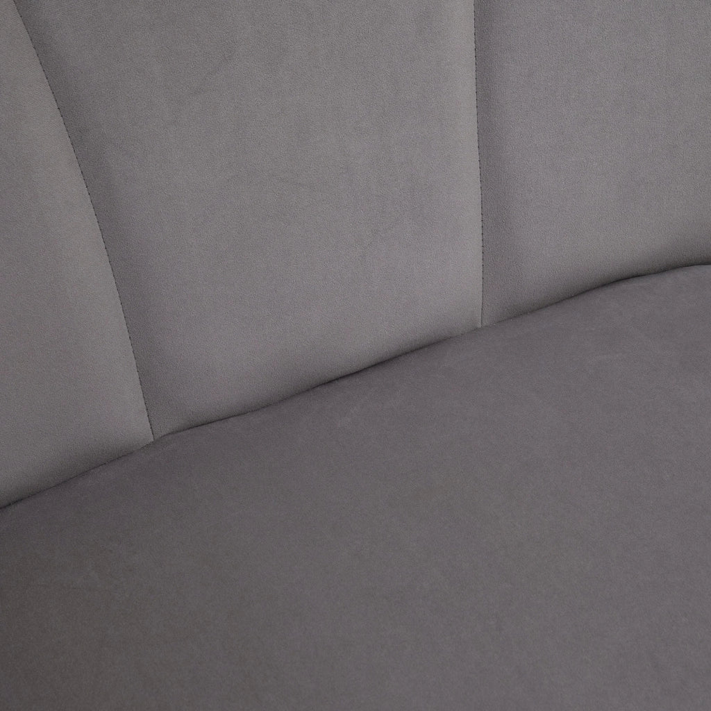 Divano 2 Posti con Gambe in Metallo 132x66x80 cm in Tessuto Vellutato Grigio