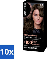 Colorazione Permanente 5-1 - Haar Colorante - Permanente Tintura Capelli - Tonalità Chioma Claro - Copertura Grigia - Confezione in Lotti - 10 pezzi