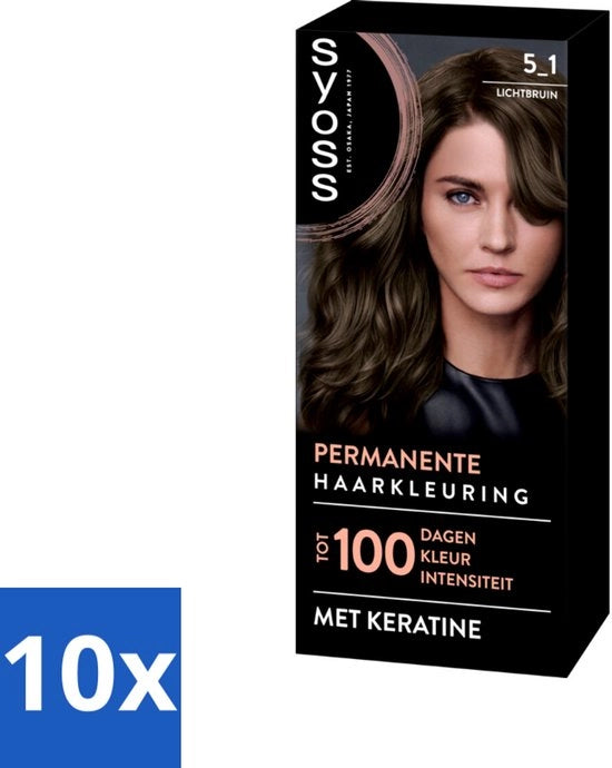 Colorazione Permanente 5-1 - Haar Colorante - Permanente Tintura Capelli - Tonalità Chioma Claro - Copertura Grigia - Confezione in Lotti - 10 pezzi