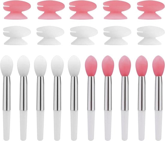 Set di Spazzole per Labbra in Silicone con Coperture - Spazzole per Labbra - Pennelli per Labbra - Riciclabili - Applicatori per Labbra - Gloss per Labbra - Balsami per Labbra - Ombretti - Trucco - 2 Colori.