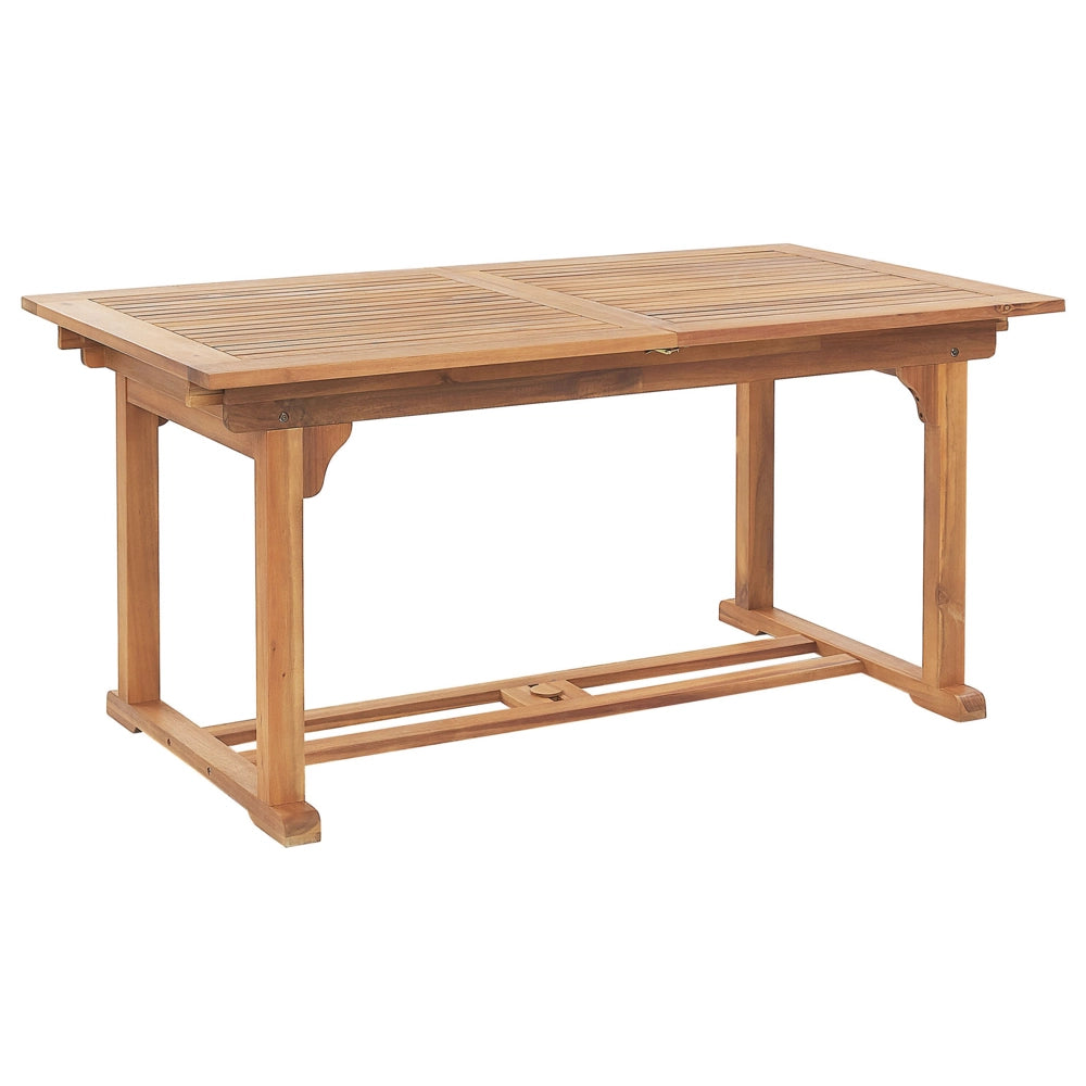 Tavolo da pranzo da giardino in legno di acacia 160/220 x 90 cm forato per ombrellone allungabile Design tradizionale
