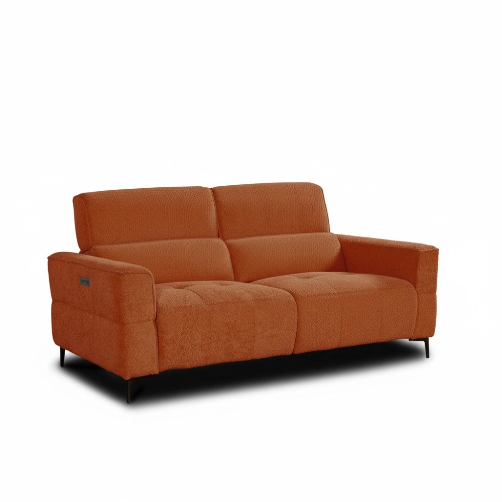 Divano recliner Luxora 3 posti elettrico in tessuto aragosta 197 cm