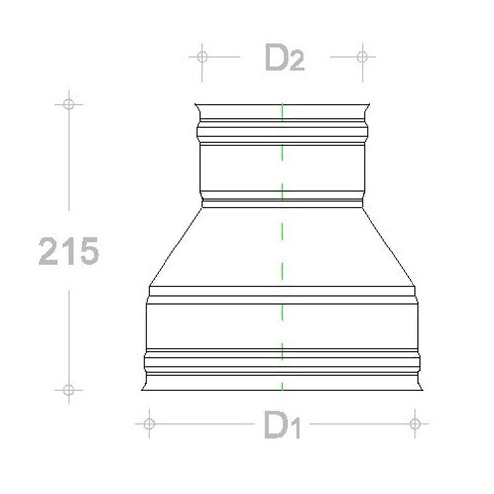 Raccordo inox 6 decimi aisi 304 da f 100 a f 80mm