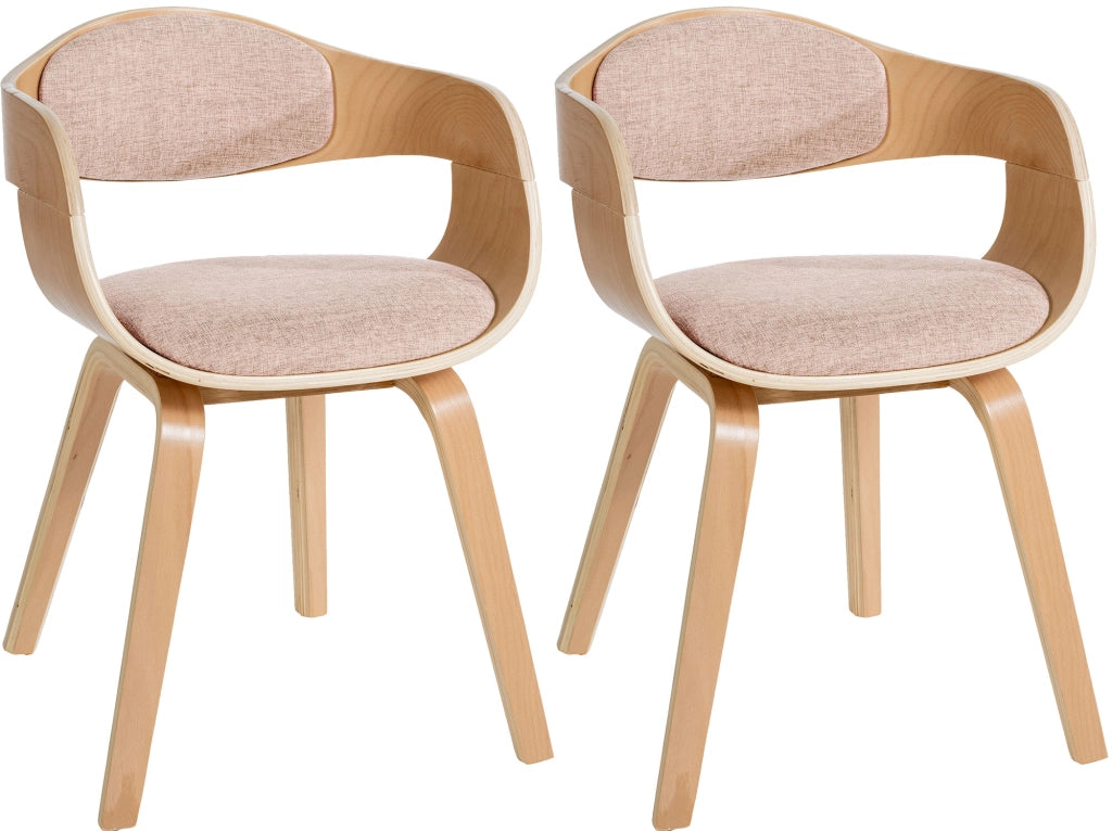 Set di 2 sedie Kingston in tessuto Natura/crema