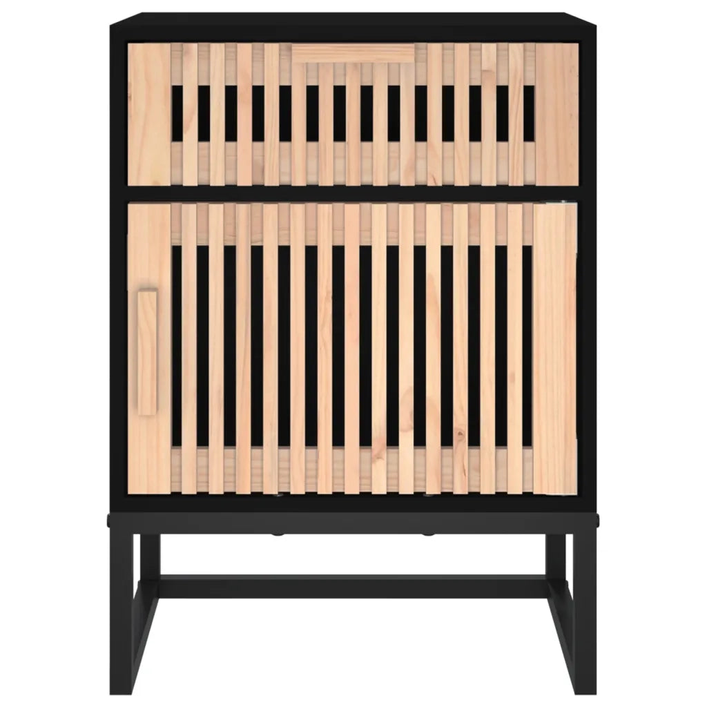 Comodino-Tavolino da notte Nero 40x30x55,5 cm Legno Multistrato e Ferro