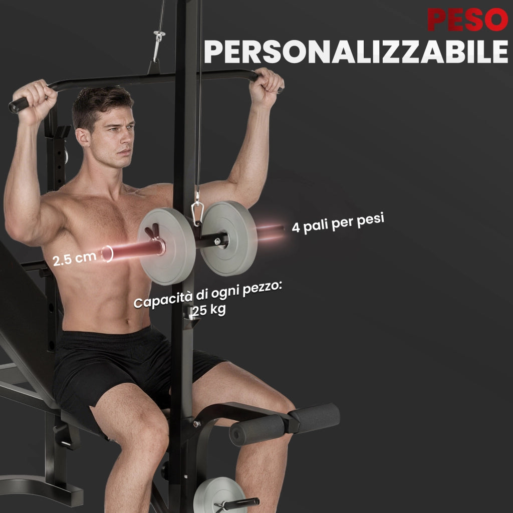 Panca Palestra Multifunzione Regolabile con Rack ¨C Zephmum ¨C Nero, Acciaio