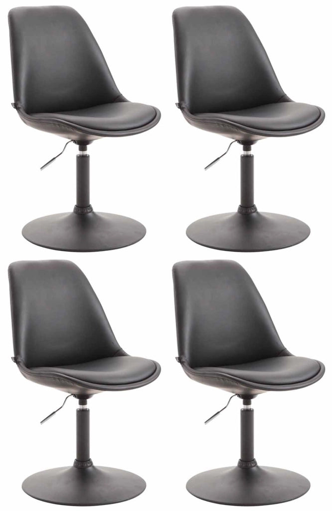 Set di 4 sedie da pranzo Maverick in ecopelle nero,nero