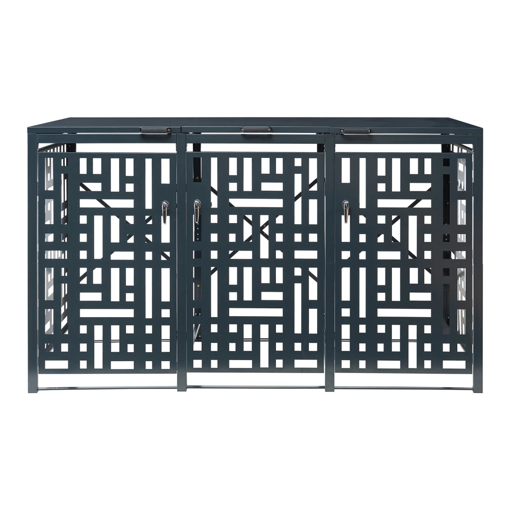 Box Copribidoni Bernalda in Acciaio Deposito per 3 Bidoni da 240L 116x196x80 cm Antracite casa.pro