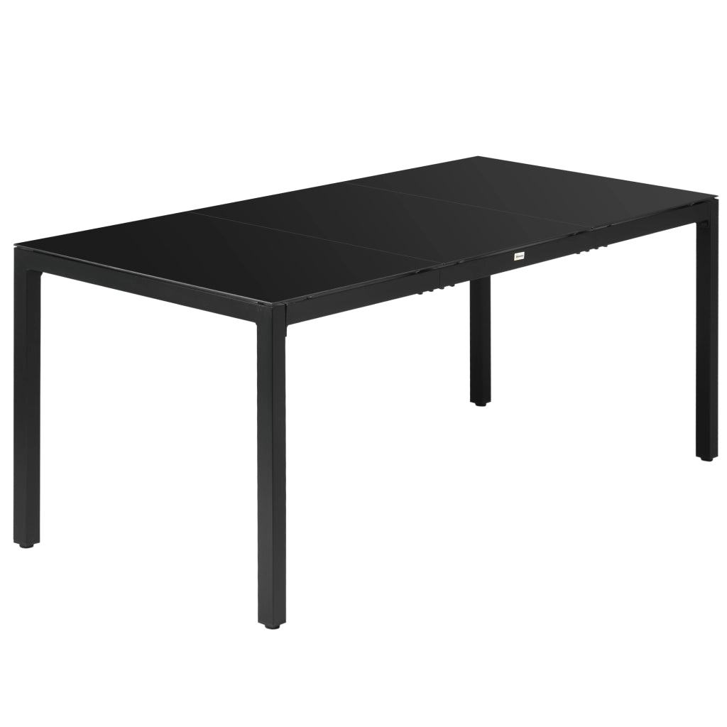 Tavolo da Giardino Rettangolare in Alluminio e Vetro ¨C zephmum ¨C Nero, 180x80x72cm