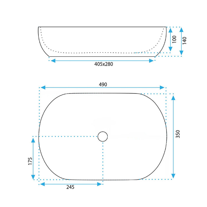 Lavabo Da Appoggio Rea Lisa L.blue Shiny