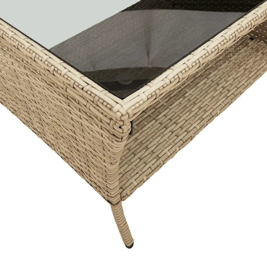 Divano Giardino 2 Posti con Cuscini e Tavolo Beige Polyrattan 4103849
