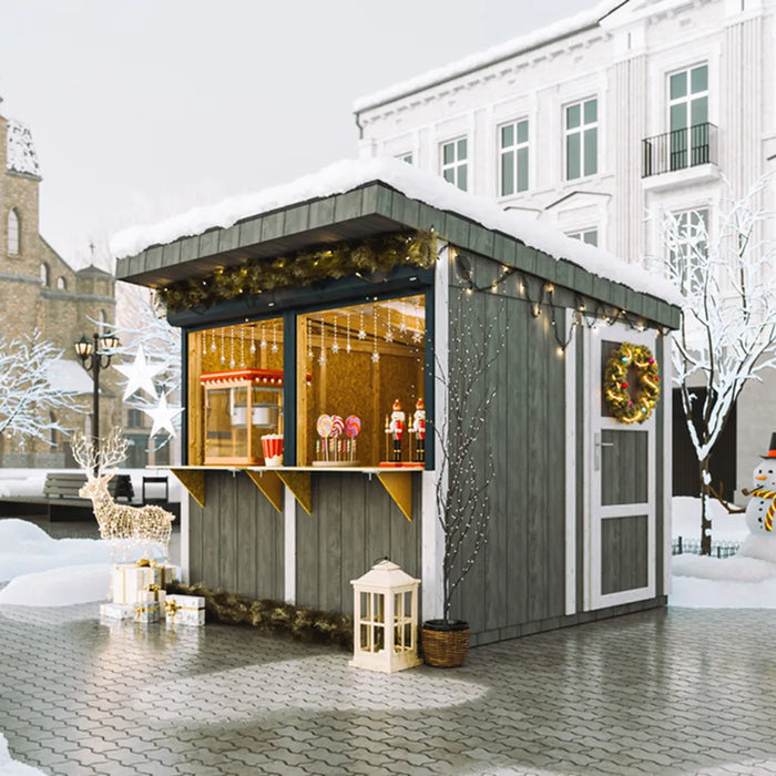 Chiosco esterno PREMIUM - 5,9mq - H240x248x305 cm - Costruzione pannello PREMIUM - Timbela M950-CAVERN STEEL