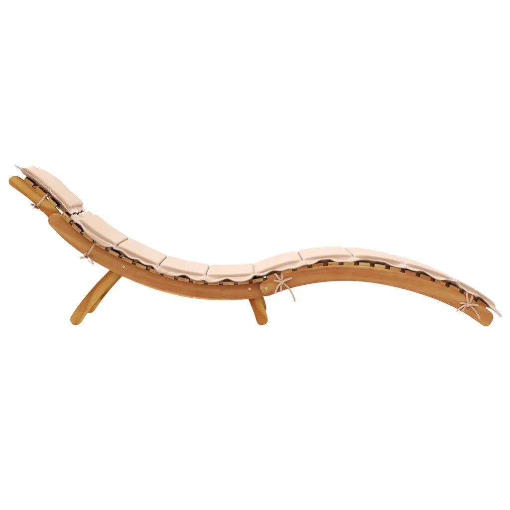 Lettino Prendisole con Cuscino Beige in Legno Massello di Pino 367635