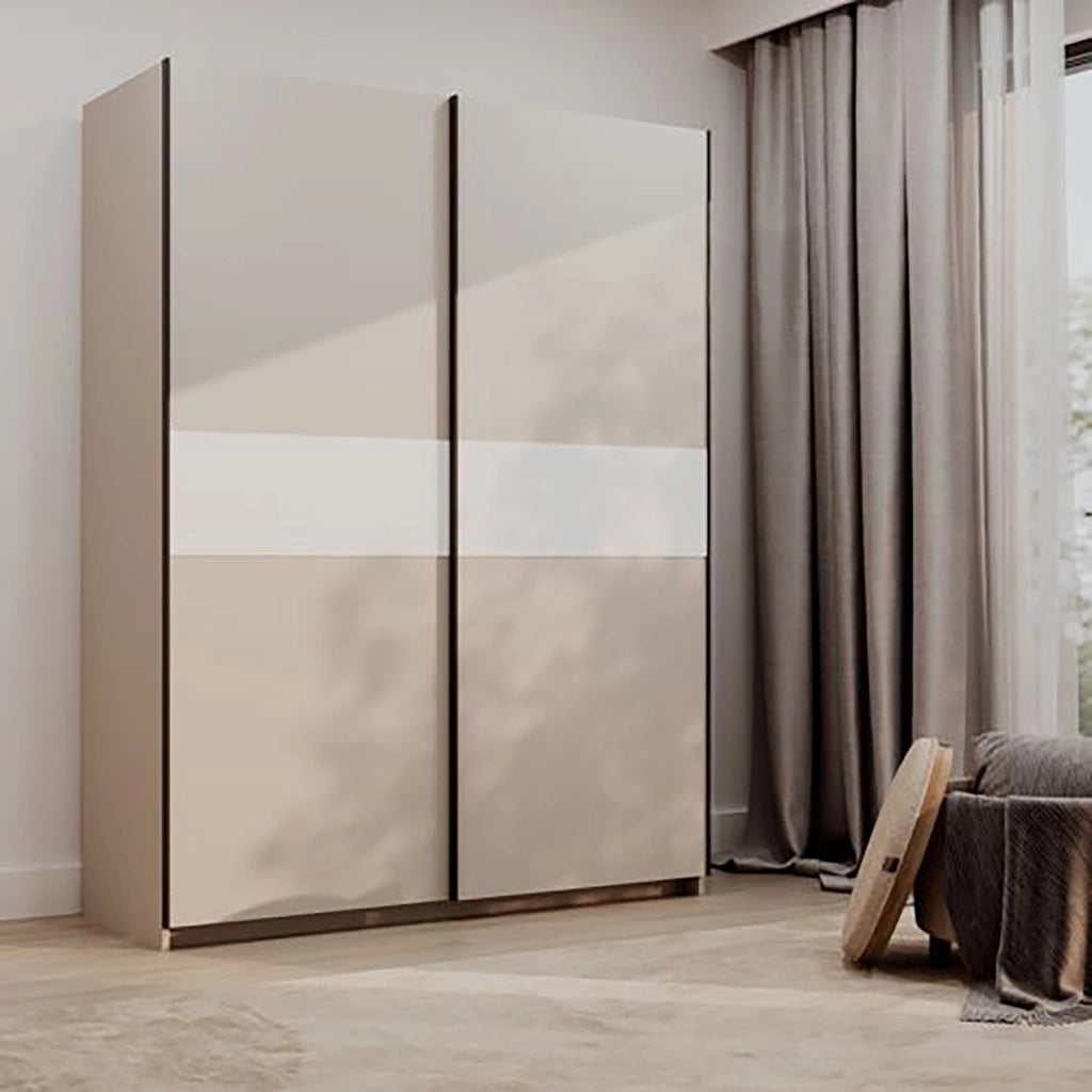Armadio Camera da Letto Manita, Guardaroba 2 Ante 2 Ripiani, 150x204h cm Beige Cashmere