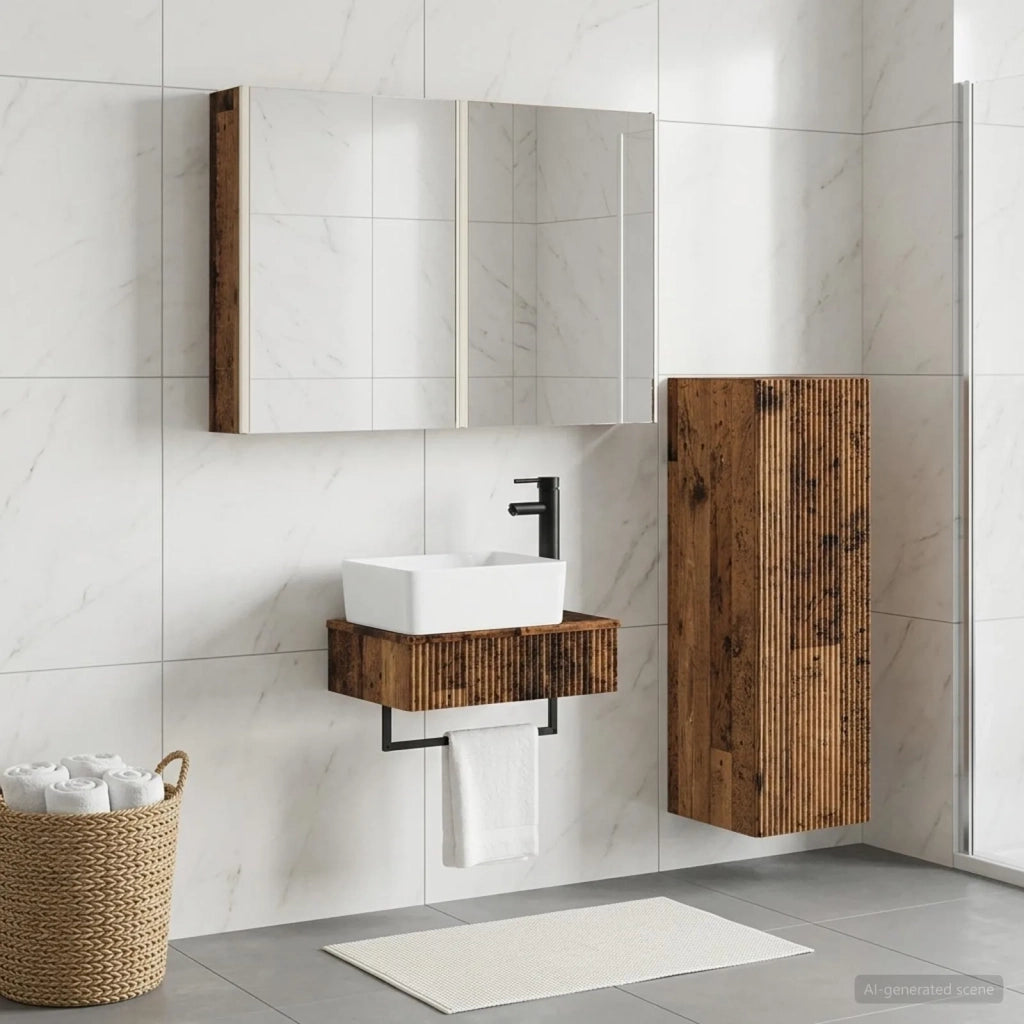 Set di mobili per il bagno 4 pz Legno antico 3407405