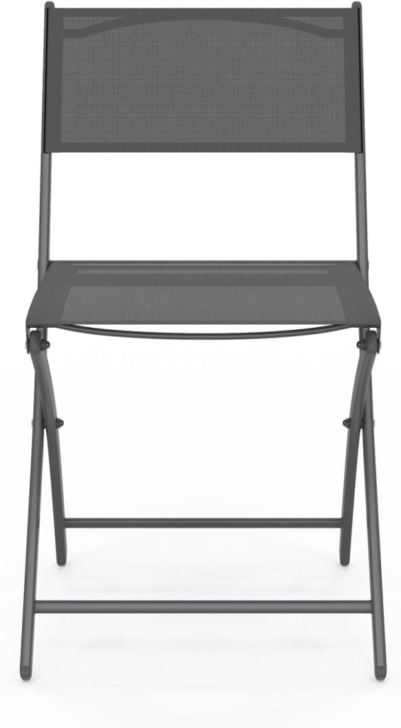 Set di 6 sedie da giardino pieghevoli BASTIA in metallo e textilene, grigio antracite
