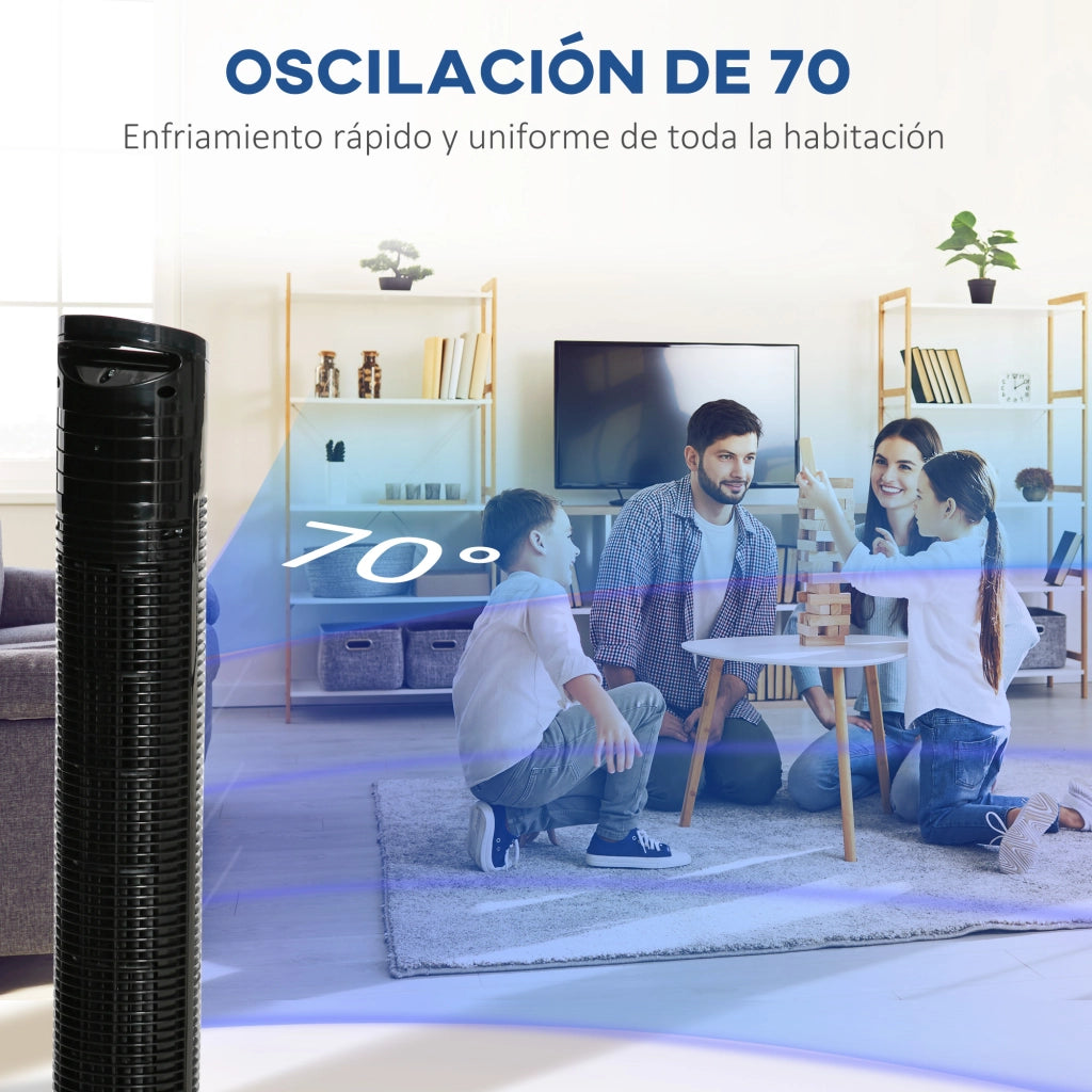 Ventilatore a Torre 50W con Telecomando ¨C zephmum ¨C Nero 20x78.5 cm