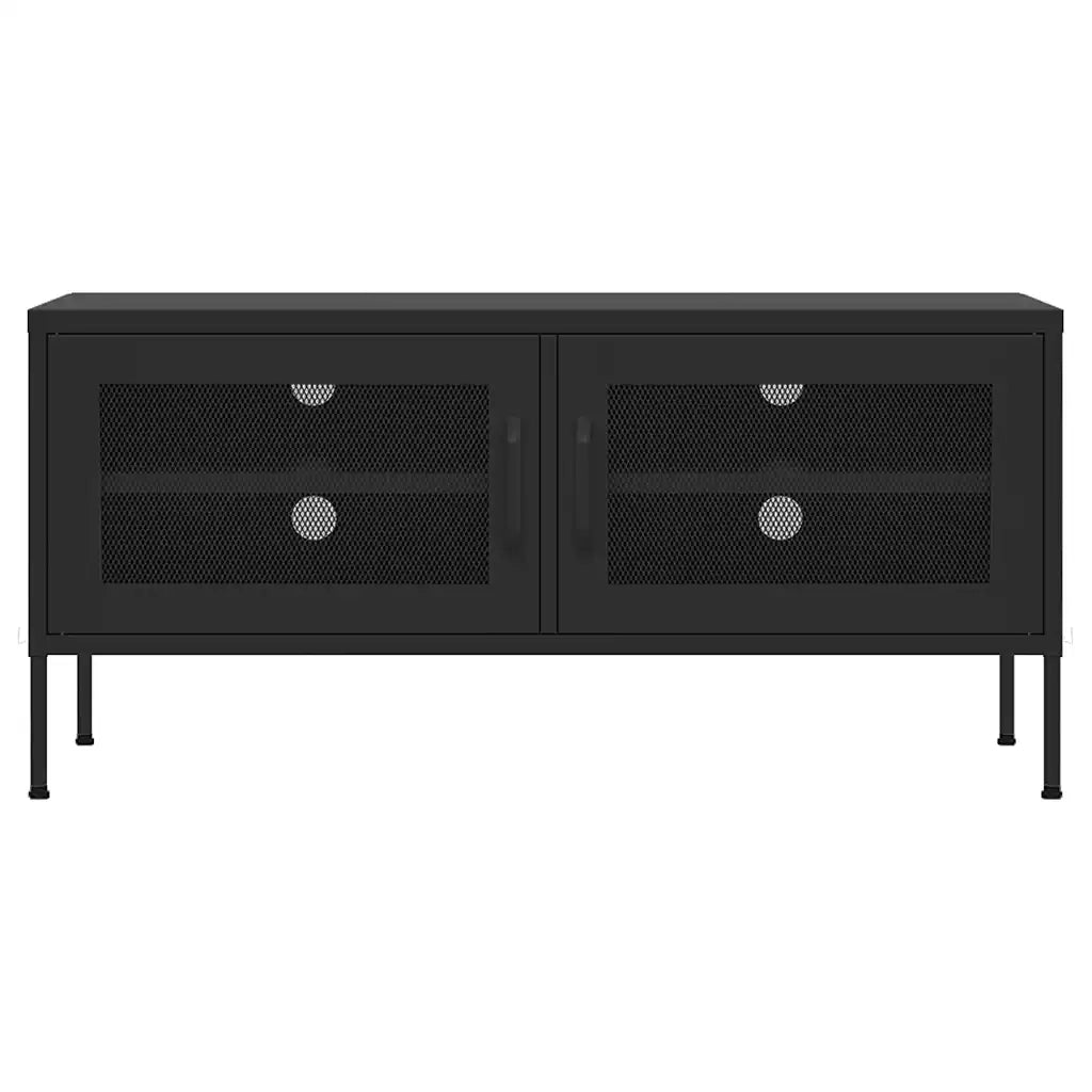 Mobile TV-Credenza per TV Nero 105x35x50 cm in Acciaio