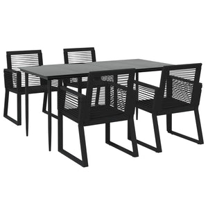 Set da Pranzo da Giardino 5 pz Nero in Rattan PVC cod mxl 35555