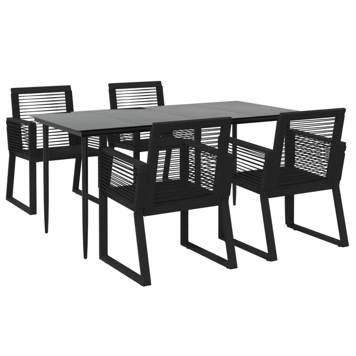 Set da Pranzo da Giardino 5 pz Nero in Rattan PVC cod mxl 35555