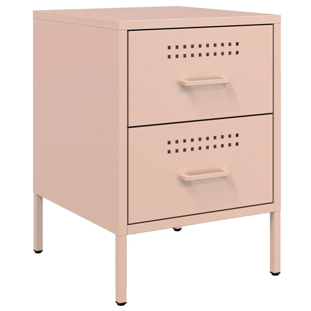 Comodino | Armadio da Notte | Mobiletto da notte Rosa 36x39x50,5 cm in Acciaio