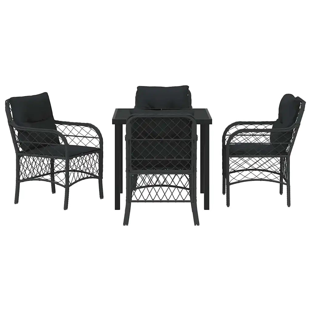 Set da Pranzo per Giardino con cuscino 5 pcs Nero polyrattan 3380205