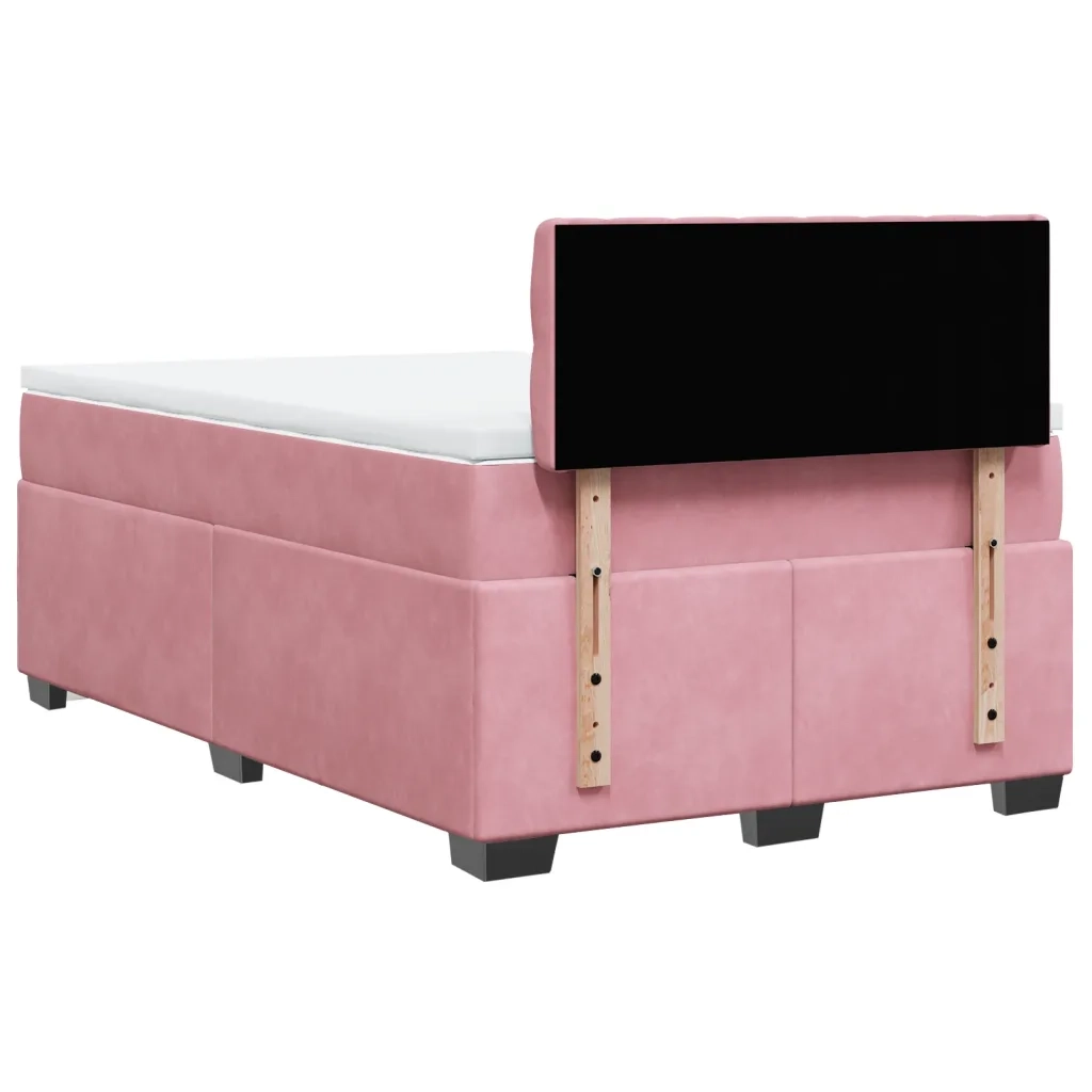 Giroletto a Molle con Materasso Rosa 120x190 cm in Velluto