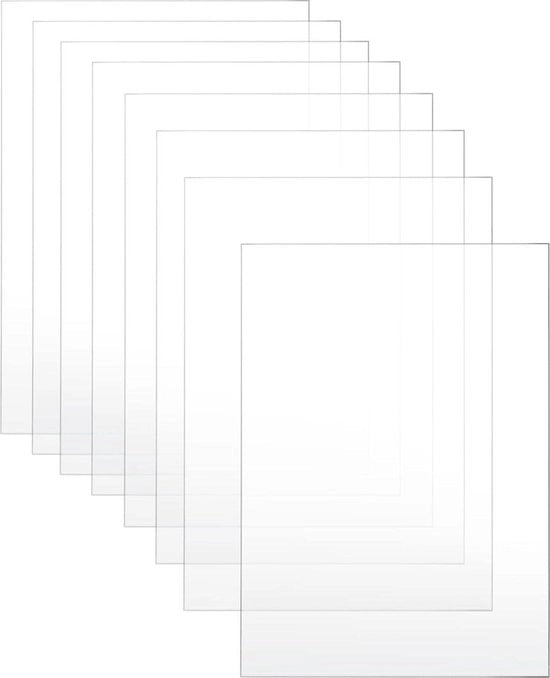 8 fogli di vetro acrilico trasparente | 297mm x 210mm | cornice per foto display da dipingere